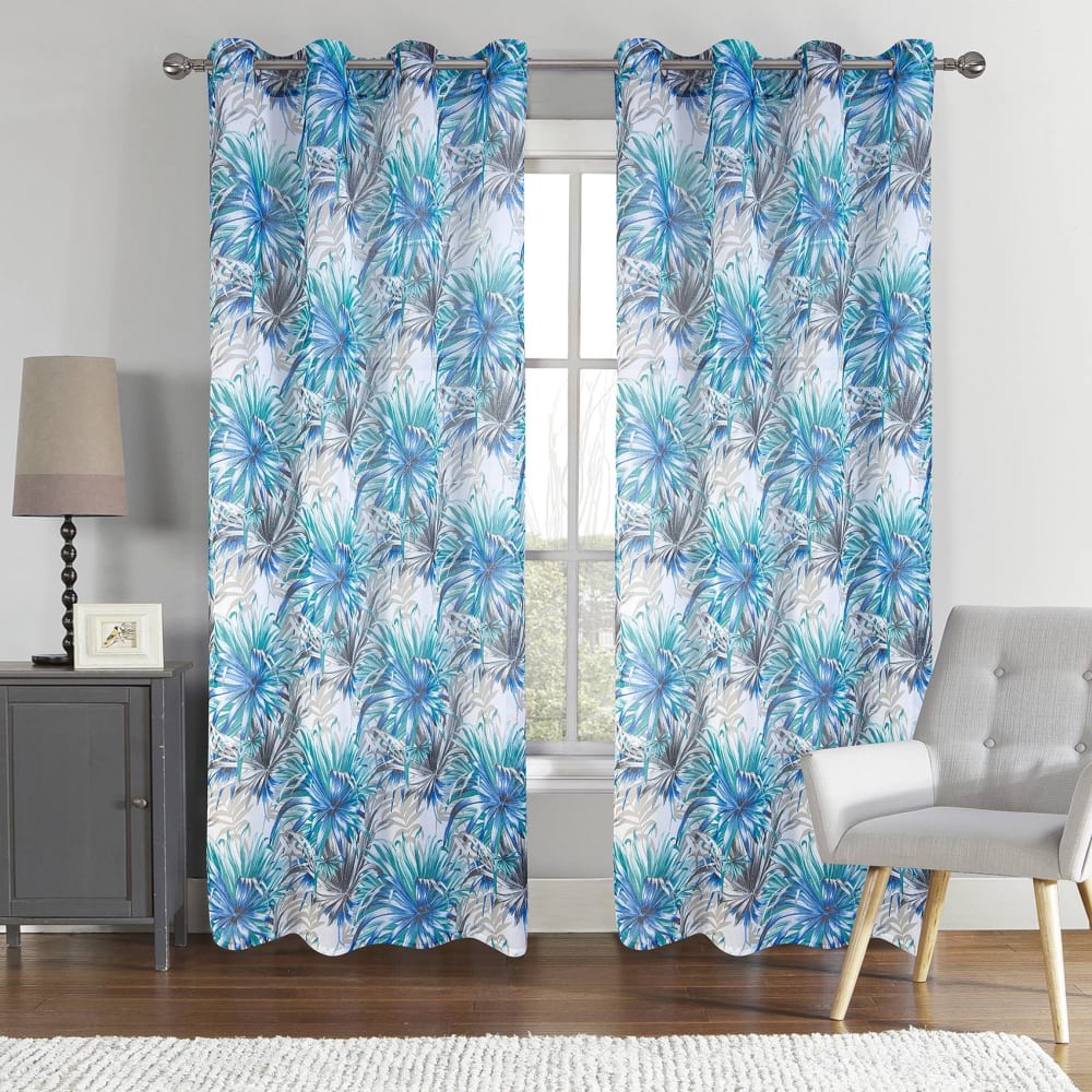 Paire de voilage au style tropical polyester blanc 140x260 cm