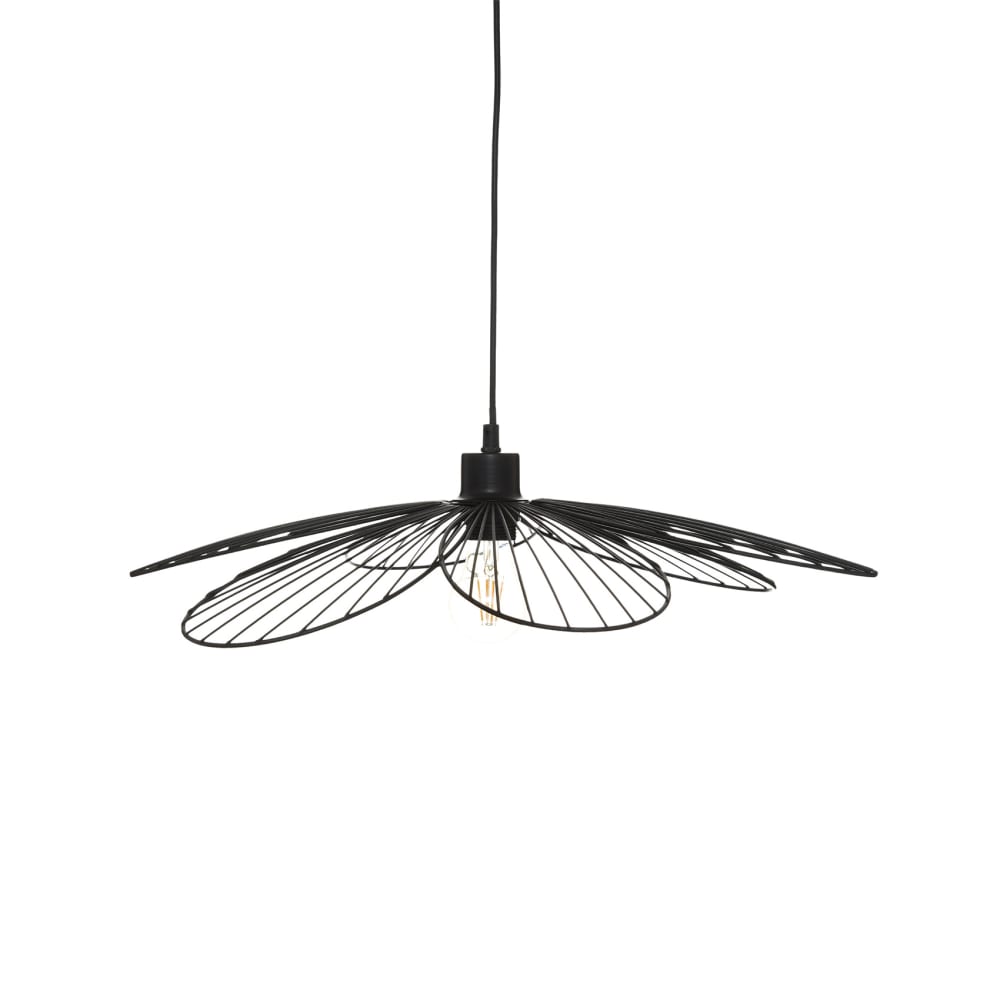 Suspension fleur en métal noir Ø 57 cm