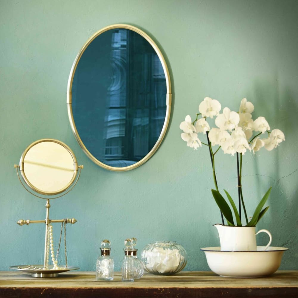 Specchio ovale in ottone argentato 57 x 41 cm - Decoclico
