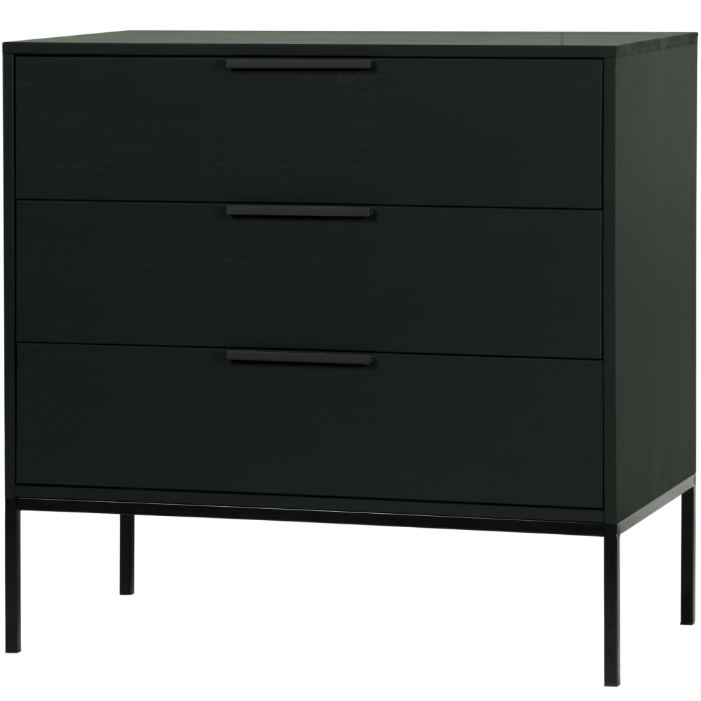 Commode en bois de pin armoire noir avec 3 tiroirs - Maisons du Monde