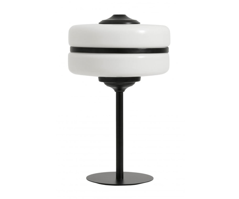 Nordal Lampe à poser en métal noir style industriel Blanc Verre