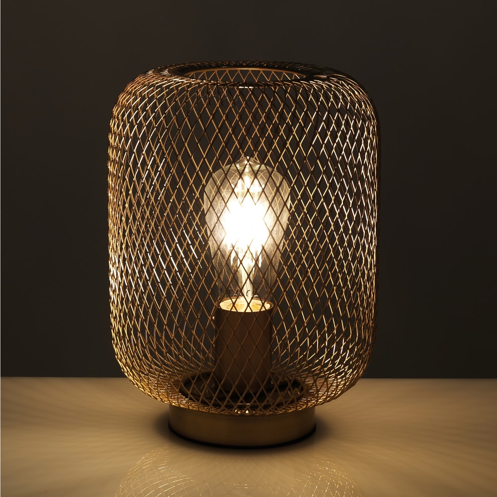 Lampe de table fil métal laiton vieilli ø20 h27 — vue 3