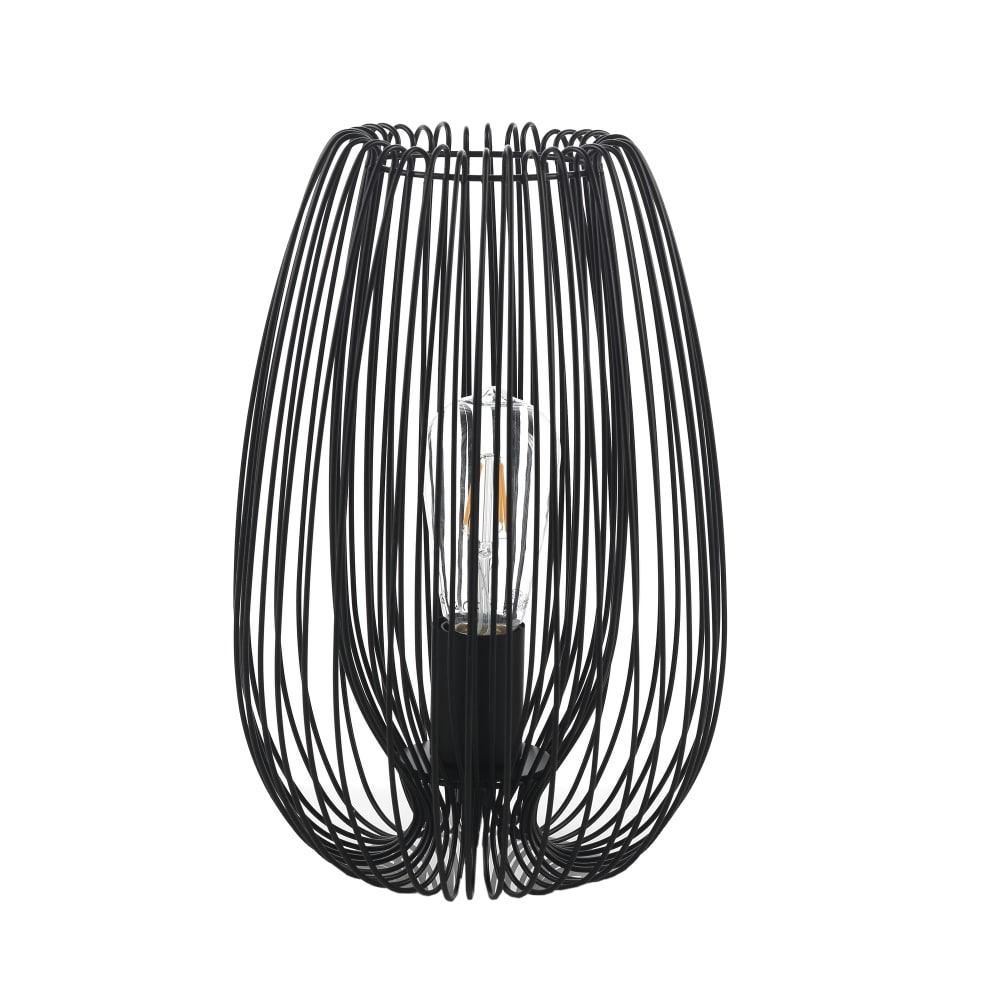 Lampada da tavolo in filo di metallo nero opaco cm ø.23 x h.34 - Nero - Acciaio