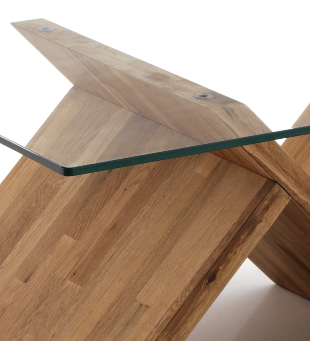 Tavolino in legno massello piano in vetro cm. H.42 x l.70 x p.120