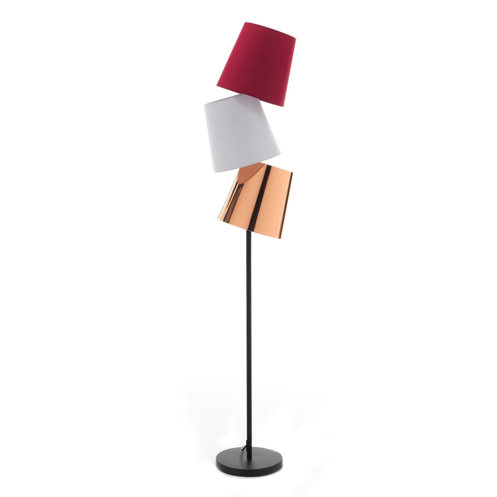 Lampada da terra a 3 luci in tessuto multicolore cm. H.162xl.33xp.25 - Multicolore - Acciaio