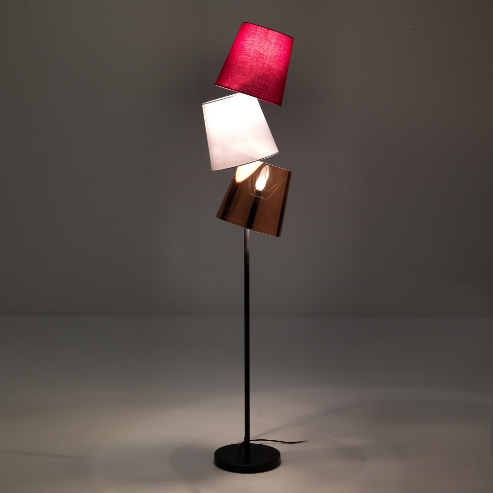 Lampadaire 3 lumières tissu multicolore h162 l33 p25 — vue 3