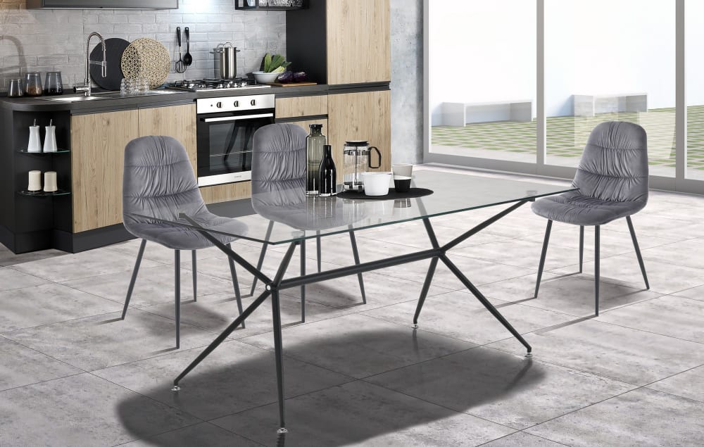 Tavolo in vetro temprato trasparente cm. H.76 x p.80 x l.140 -