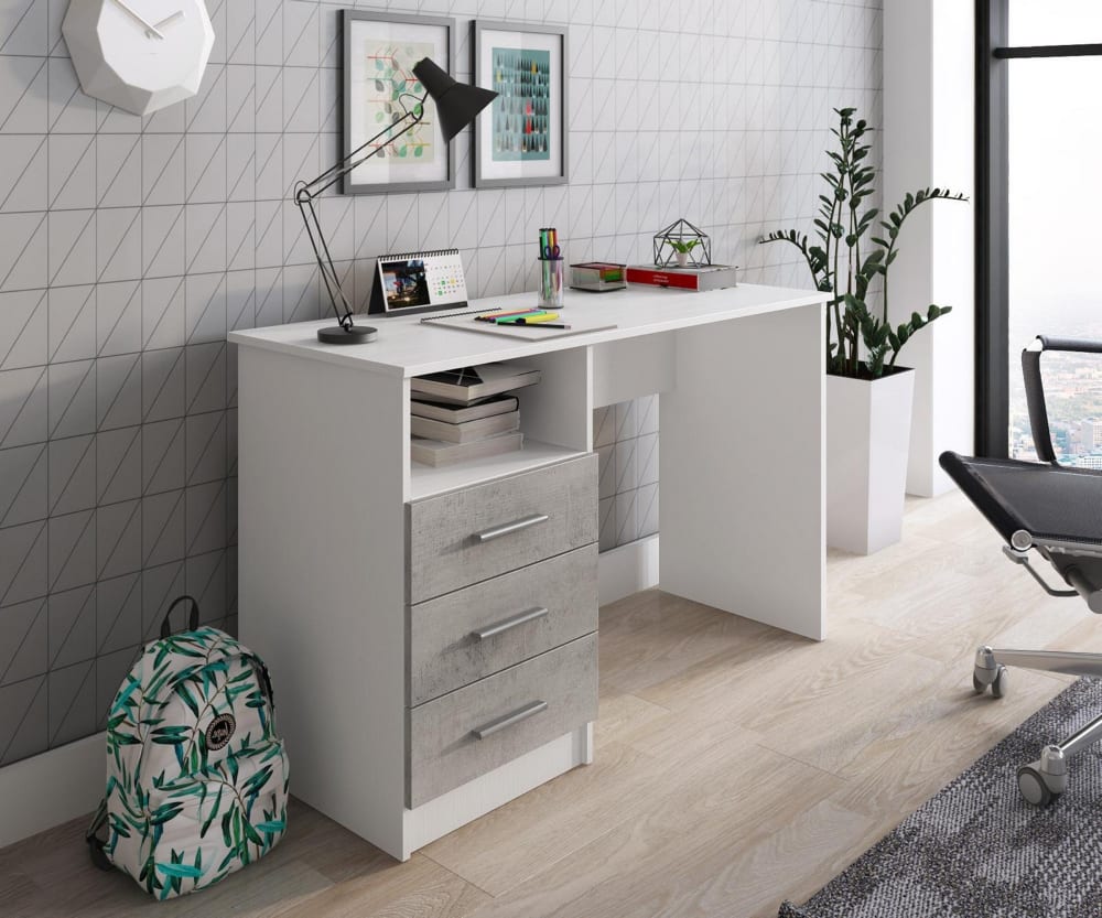 Scrivania effetto legno finitura larice bianco cm.