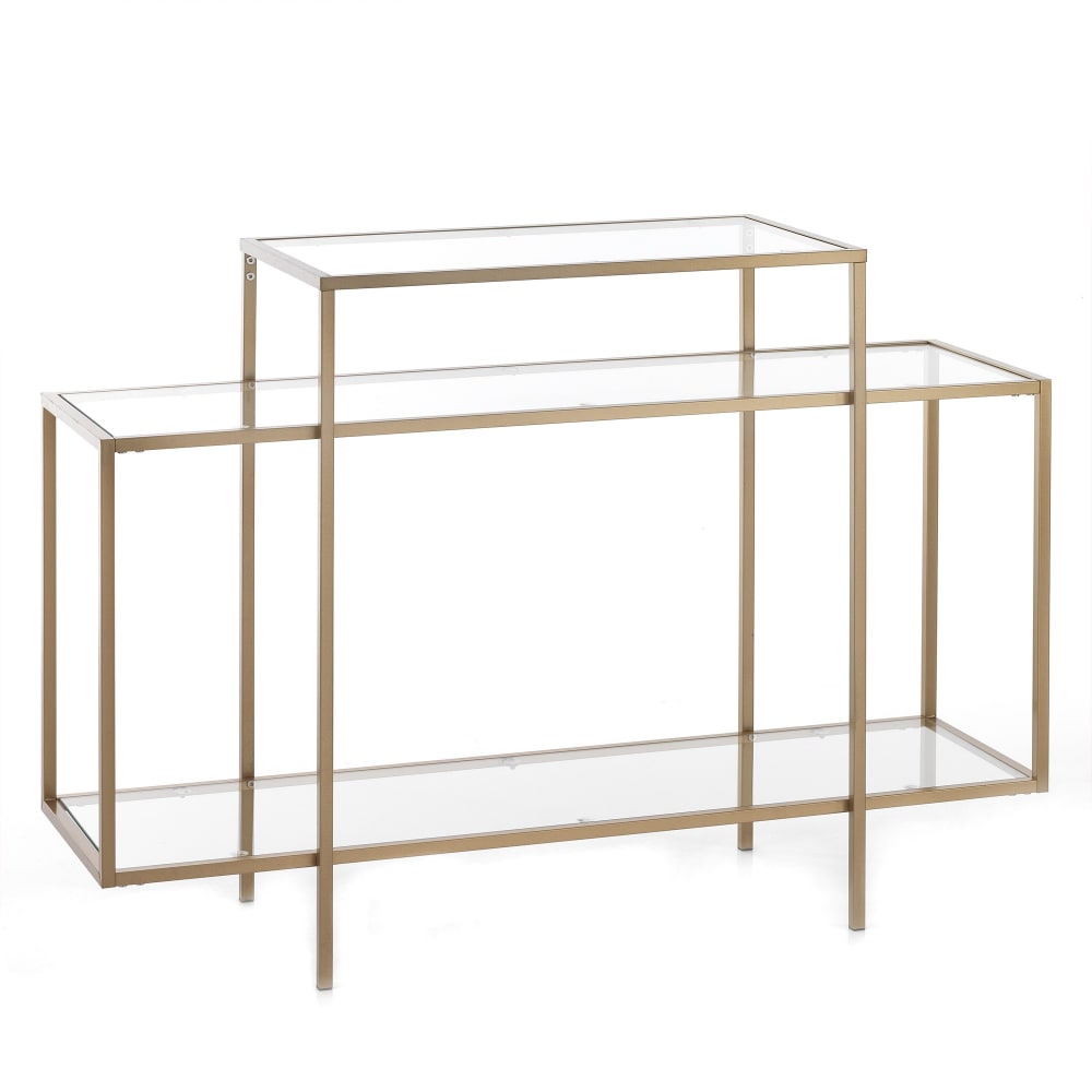 Console acier finition or plateau verre H84 L118 P38