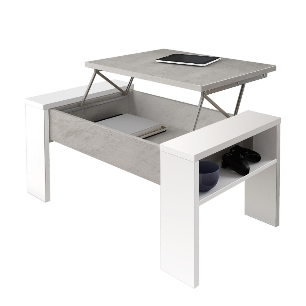 Tavolino contenitore effetto legno grigio cm. H.42,5 x l.98,5 x p.50 - Grigio - Pannello di particelle