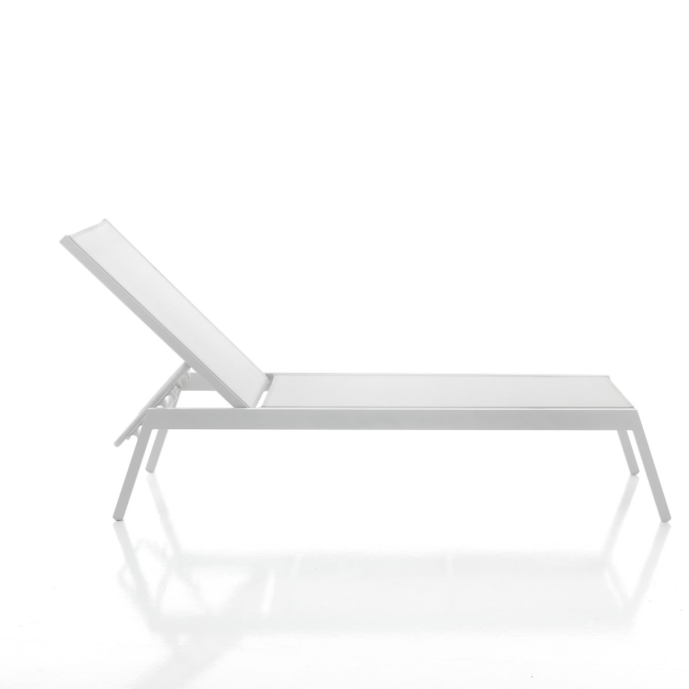 Lettino da mare in tessuto bianco cm. L.56 p.157 h.100 -