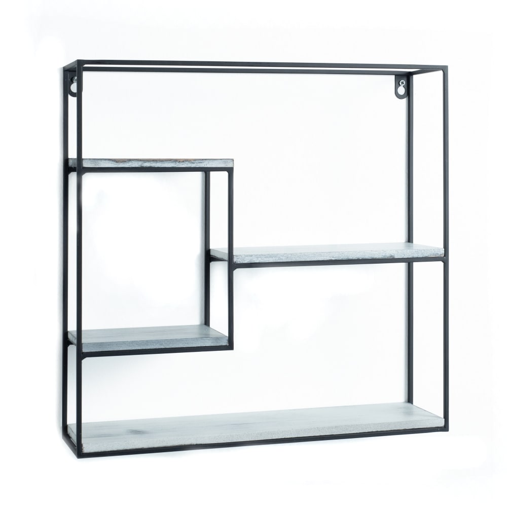 Étagère murale carrée métal noir L40 P10 H40