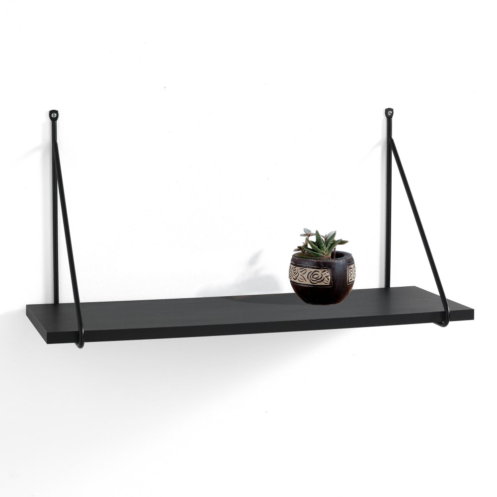 Étagère murale effet bois noir h30 x l60 x p22