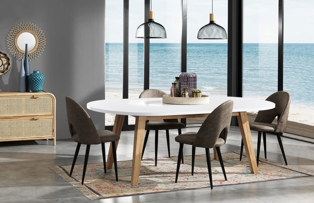 Tavolo allungabile effetto legno laccato bianco cm.