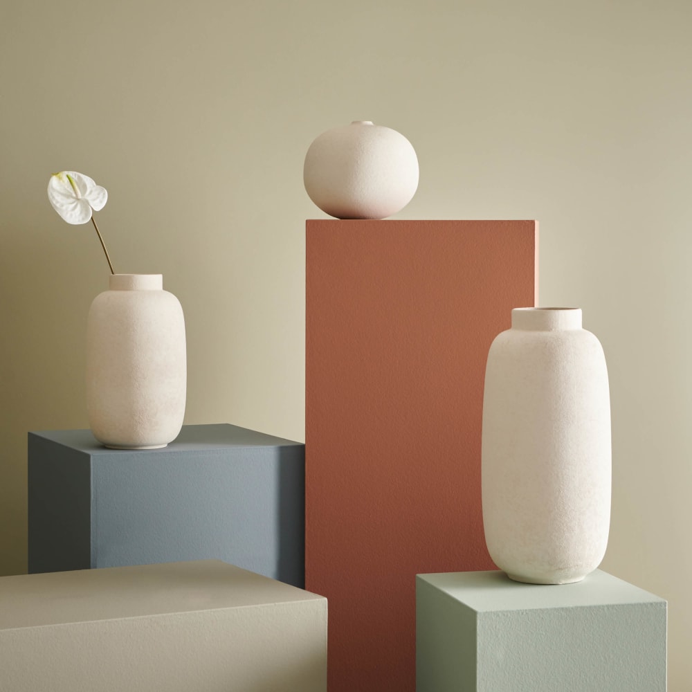 Vase blanc en grès 23,5xh49,5cm