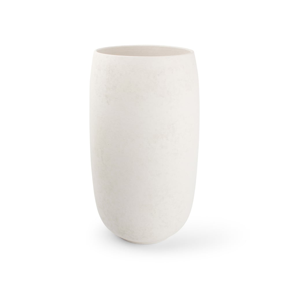 Vase blanc en grès 24xh42cm