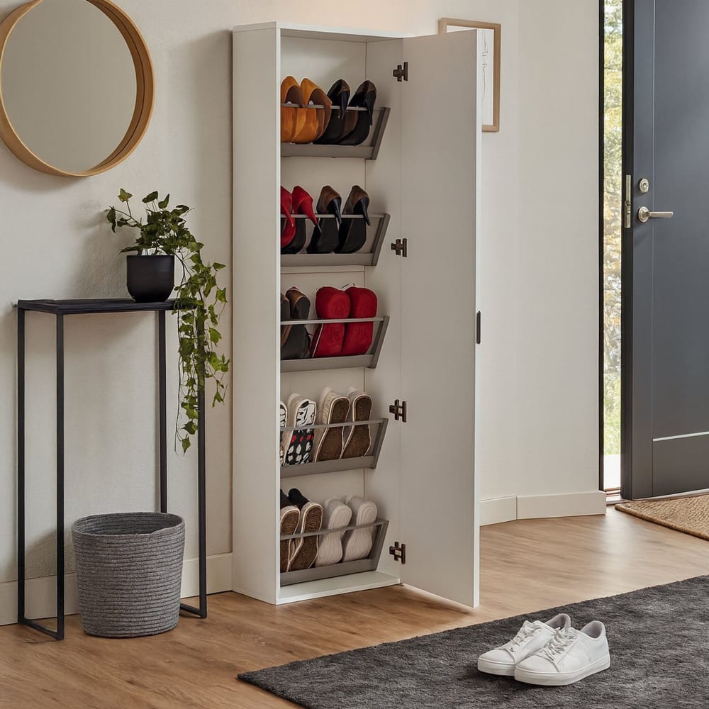 Meuble à chaussures effet bois blanc 179x18 cm - Maisons du Monde