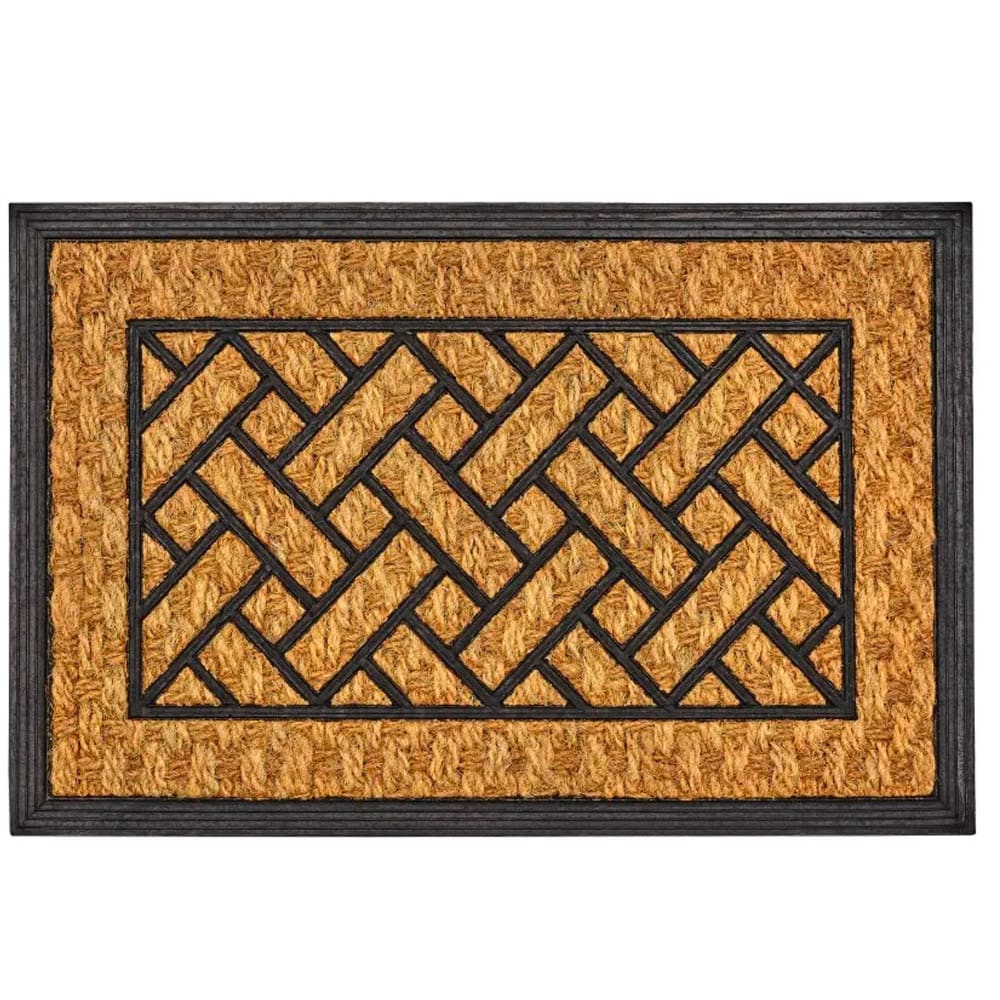 WADIGA Paillasson en caoutchouc et fibres de coco pour entrée.Dimensions: 60x40x0.75cmCouleur: Marron et NoirMatière: Coco et Caoutchouc