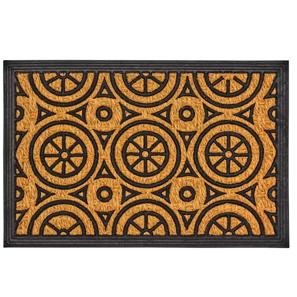 Paillasson en caoutchouc et fibres de coco ronds 60x40cm