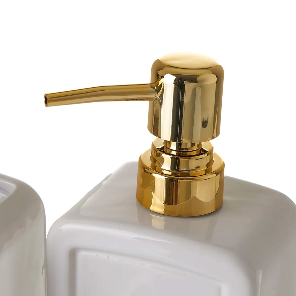 Set salle de bain céramique blanc et or 4 pièces - Maisons du Monde