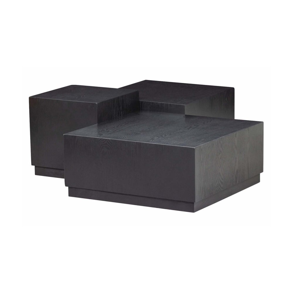 set de 3 mesas de centro cuadradas en mdf negro mate