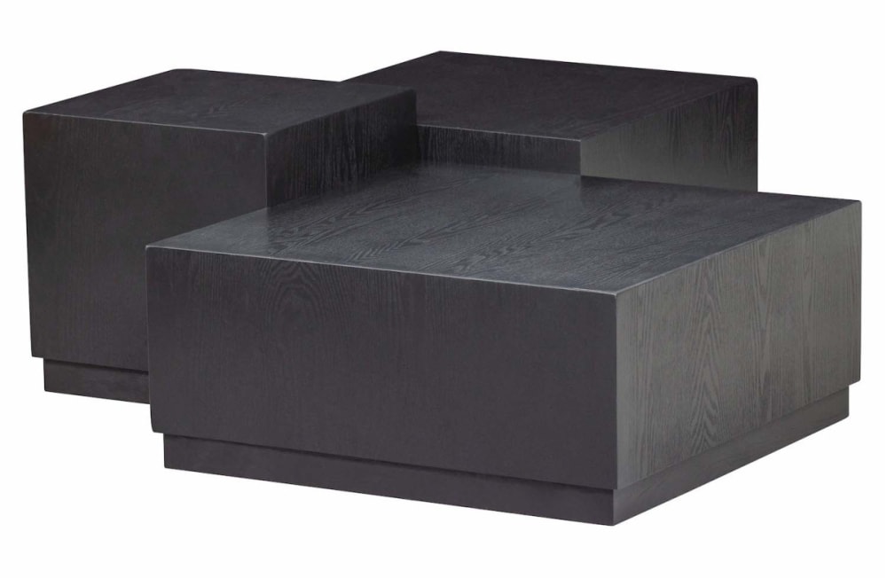 Set de 3 tables basses en MDF noir mat Set de 3 tables basses en MDF noir mat