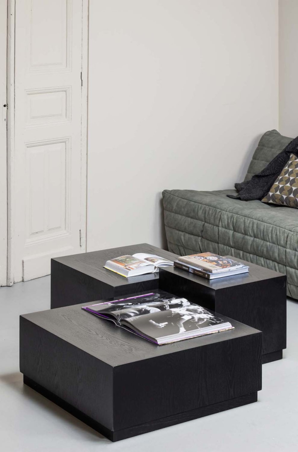 Set aus 3 quadratischen Couchtischen aus MDF in Schwarz - Maisons
