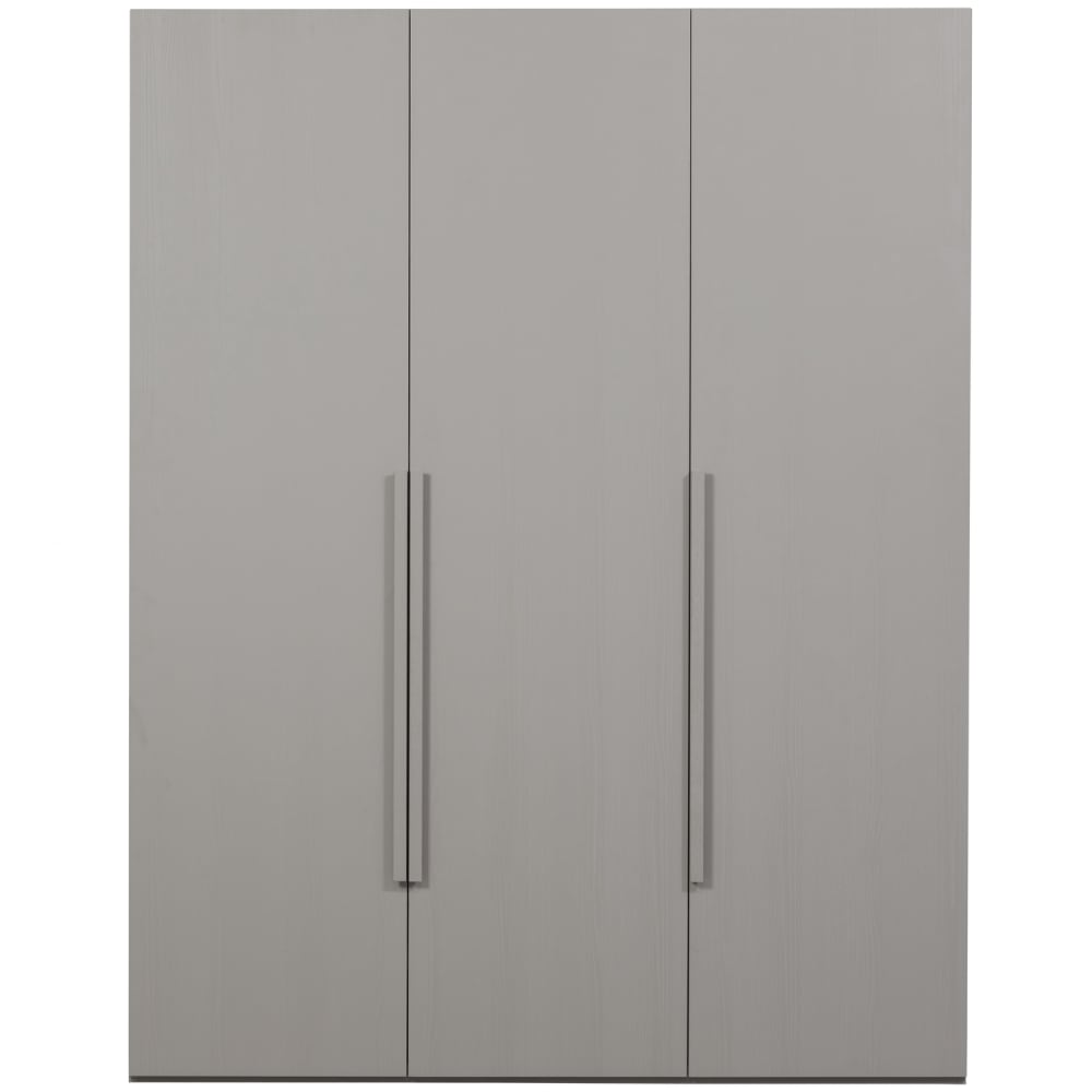 WOOOD Kleiderschrank mit 3 Türen aus Walnuss-Dekor, Grau style modern Grau Holz