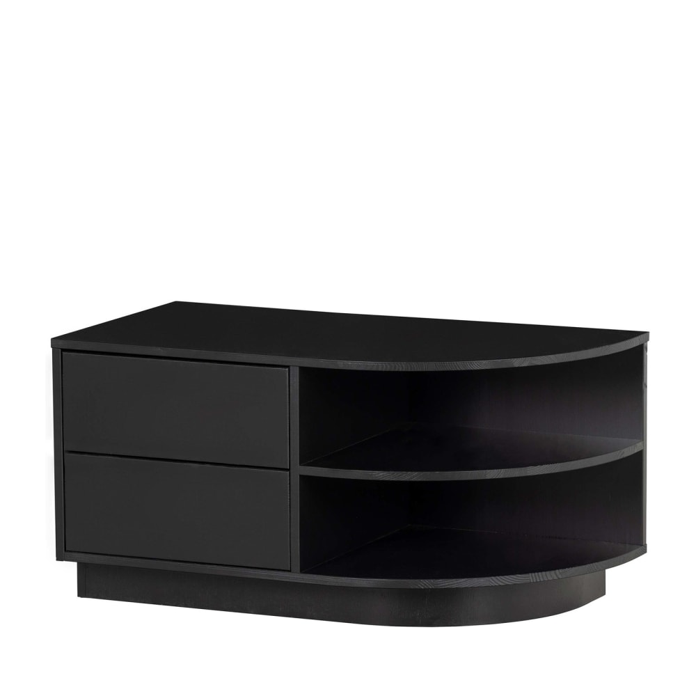 Meuble tv rond droit en bois noir