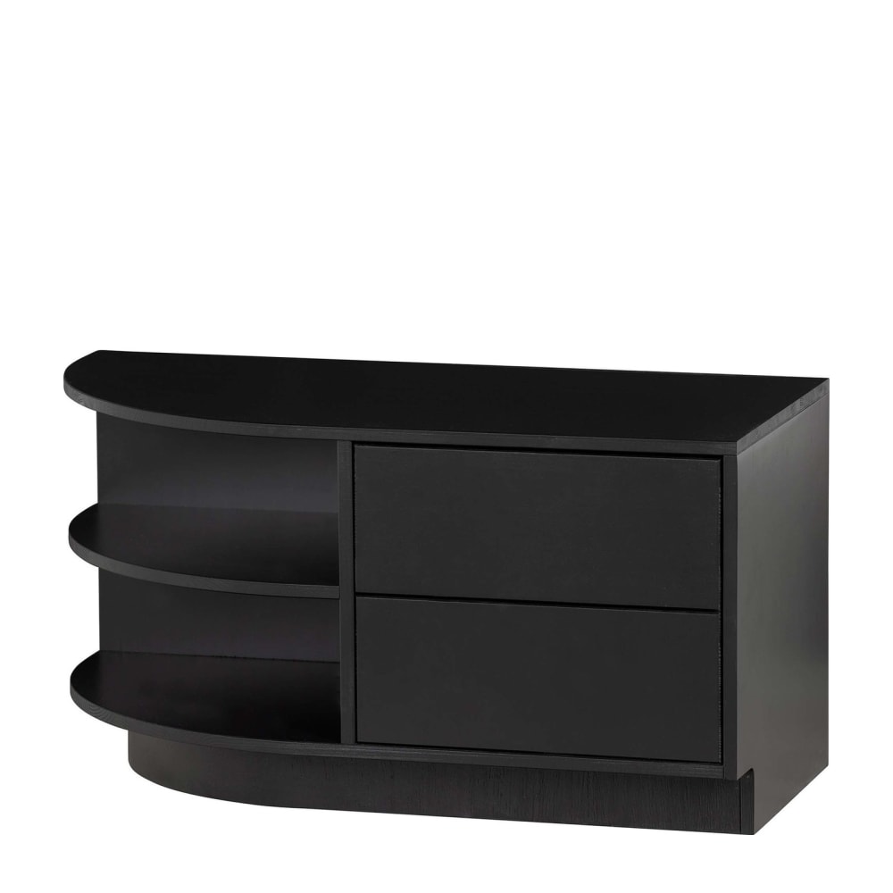 Meuble tv rond gauche en bois noir