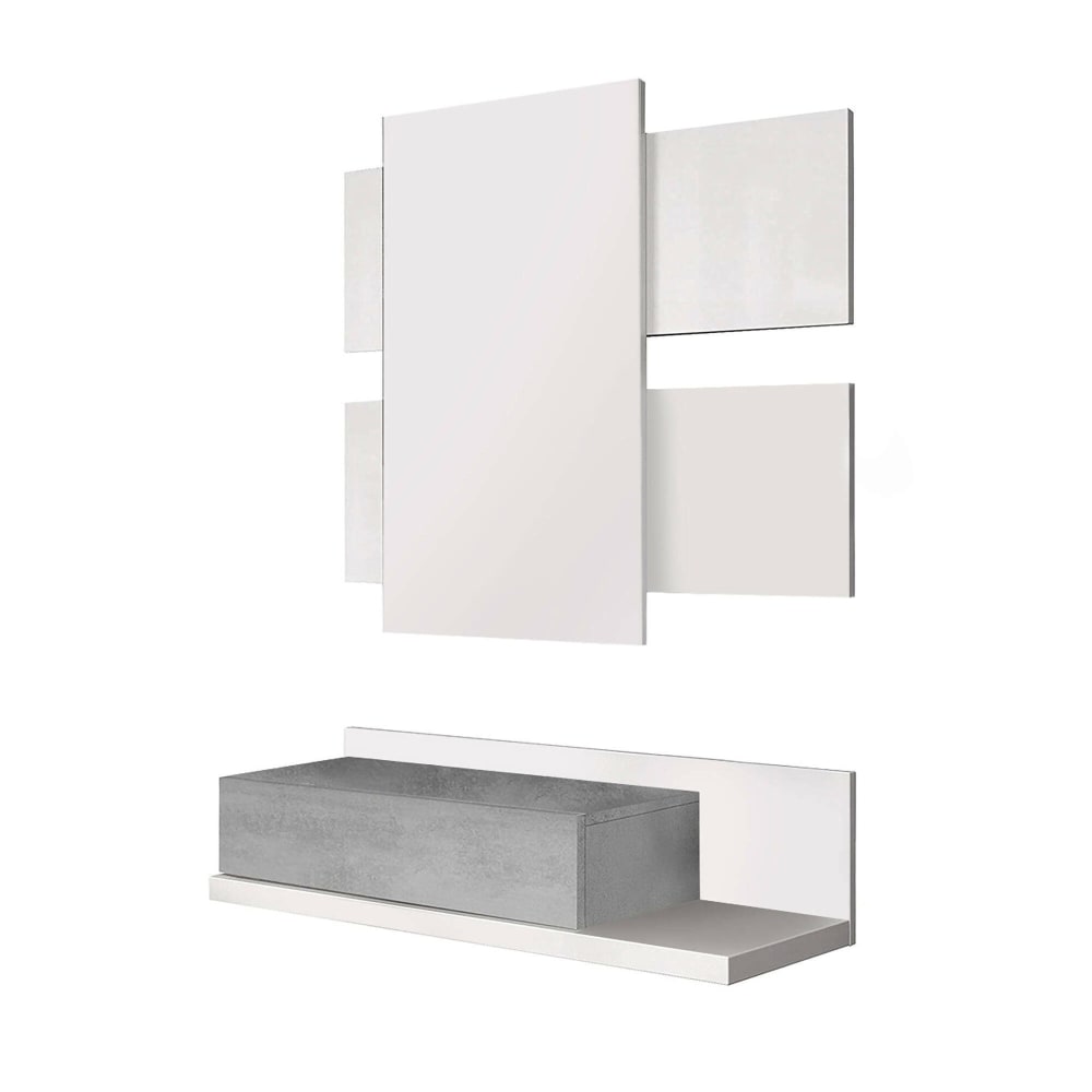 Meuble d'entrée effet bois blanc, ciment 75x29 cm - Maisons du Monde