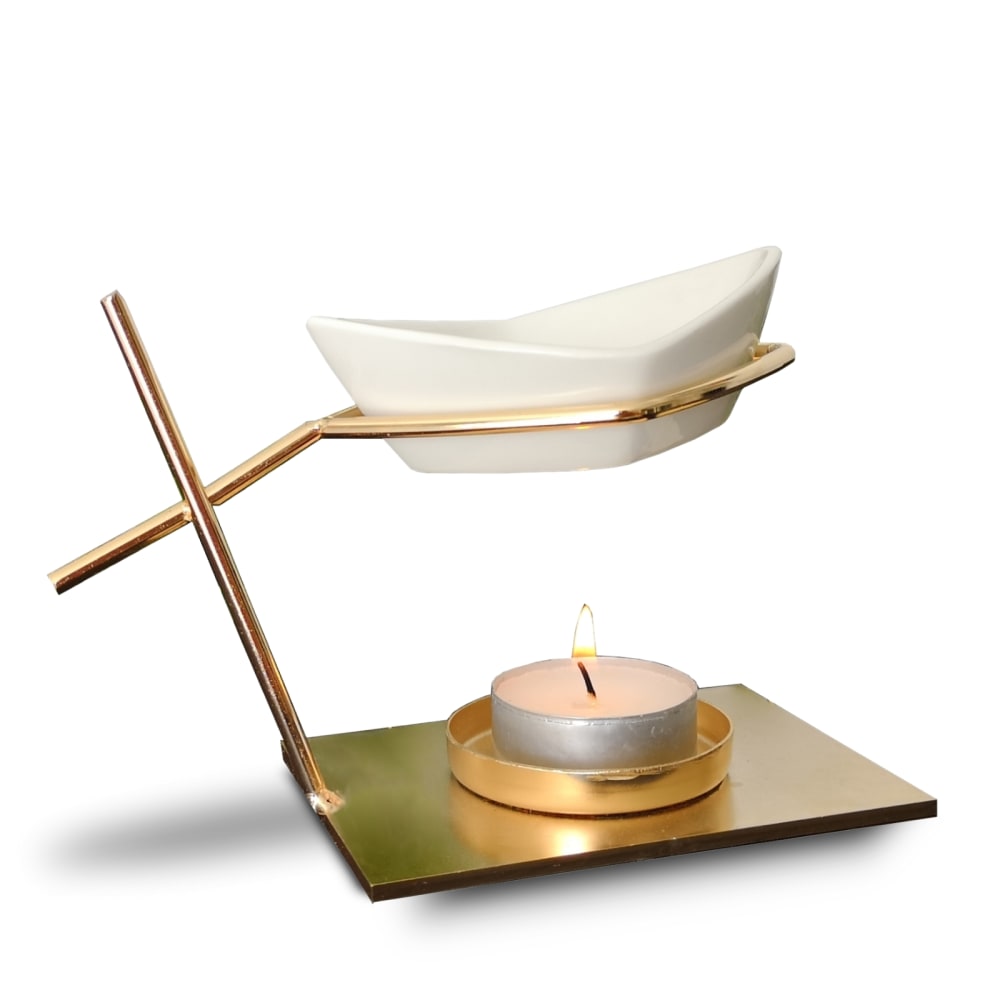 Bruciaprofumi Serie Inspiration in metallo e ceramica - H10 cm - Ceramica
