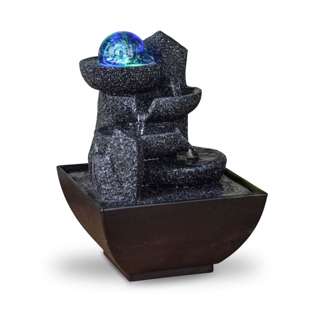 Fontaine d'intérieur petite taille en résine gris et noir - h18