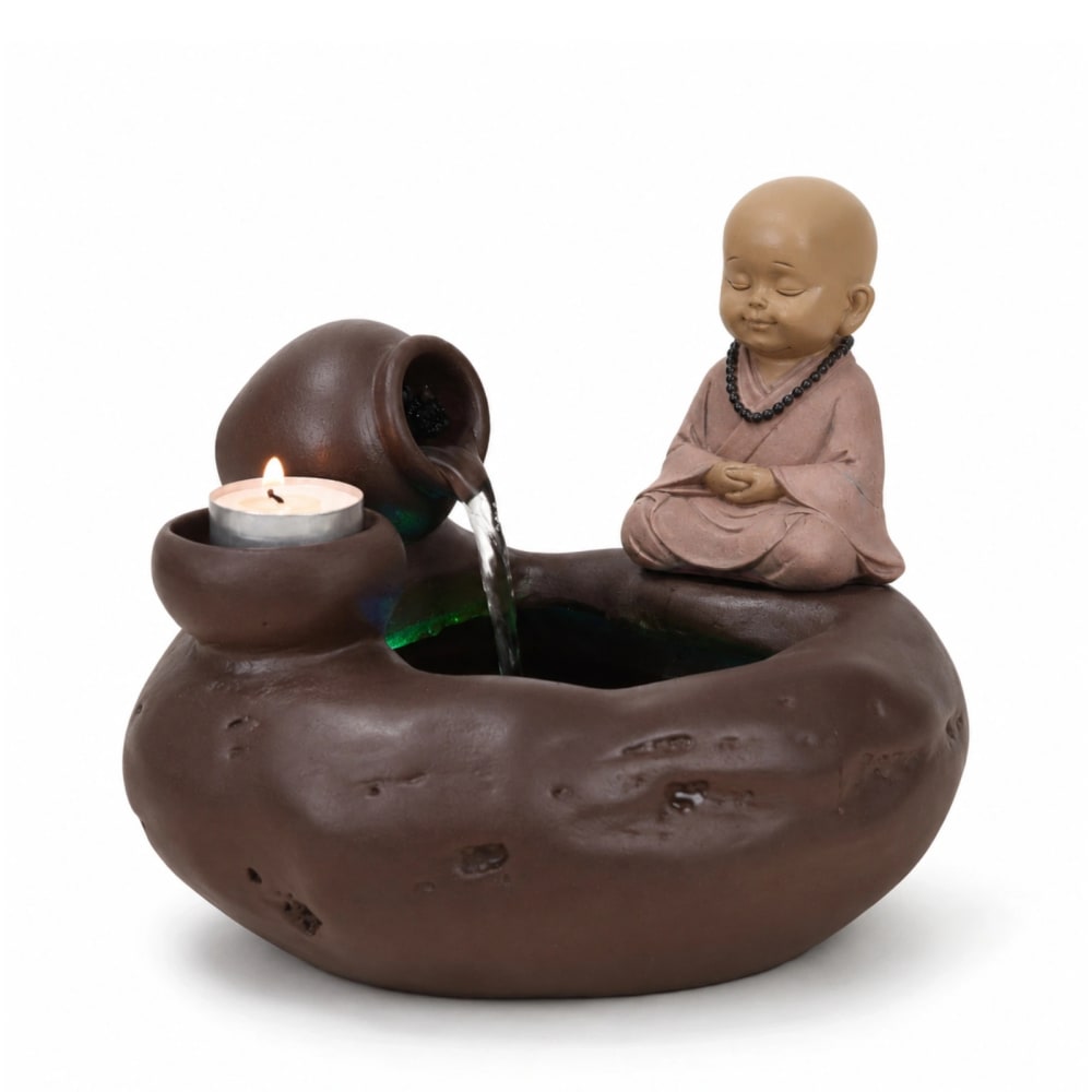 Fuente de interior buda de resina con iluminación led - h19 cm - Maisons du Monde