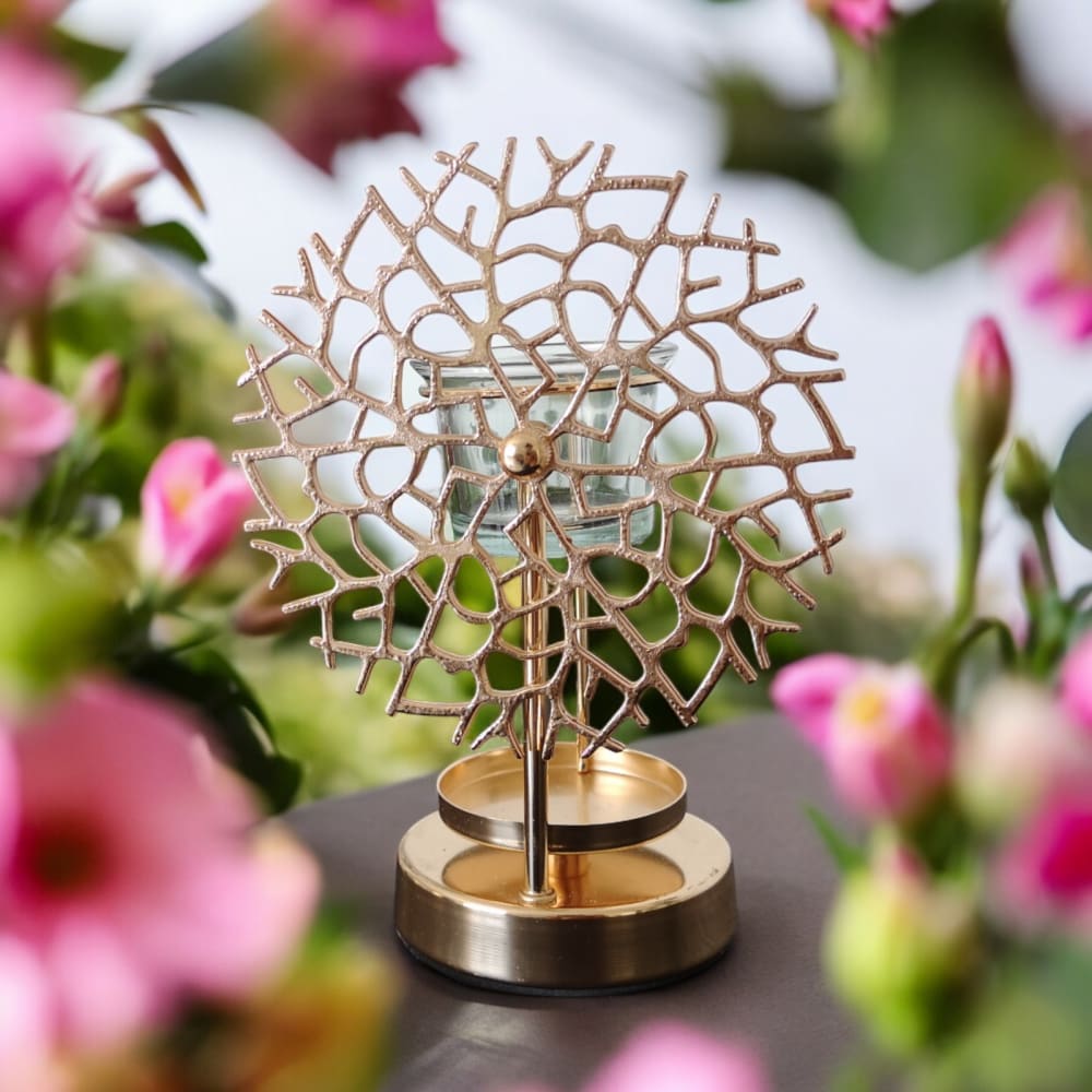 Quemador de perfume de la serie inspiration en vidrio y metal - h18 cm