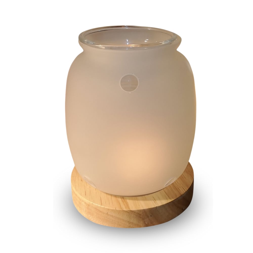 Zen'Arôme Duftbrenner Serie Inspiration aus Glas und Holz - H11,5 cm Weiß Glas