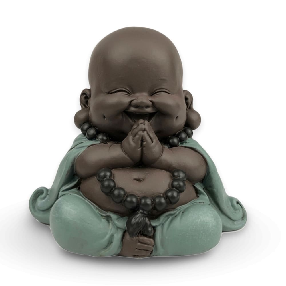 Mini estatua del buda de la risa en resina - h7,5 cm