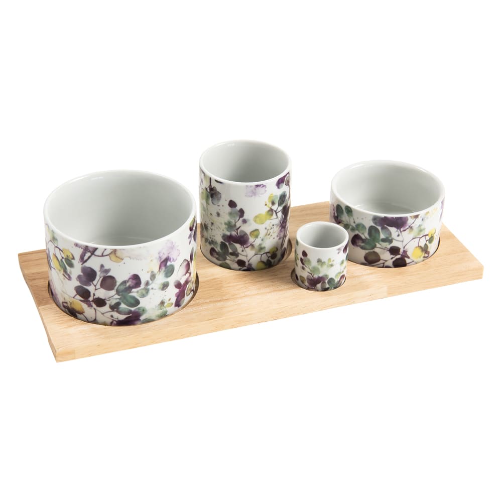 Service apéritif 4 pièces multicolore en porcelaine