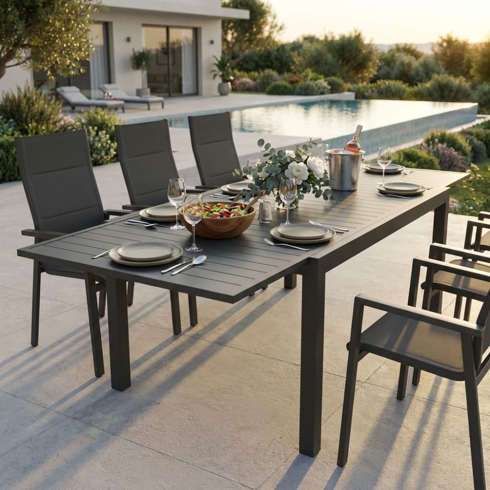 Tavolo in alluminio taupe 200x100x75 - Milani Home