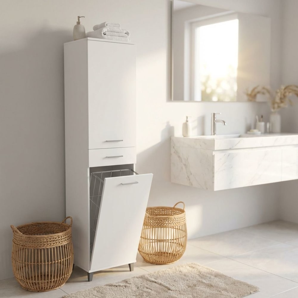 Armadietto in truciolare bilaminato bianco 45x40x190 - Milani
