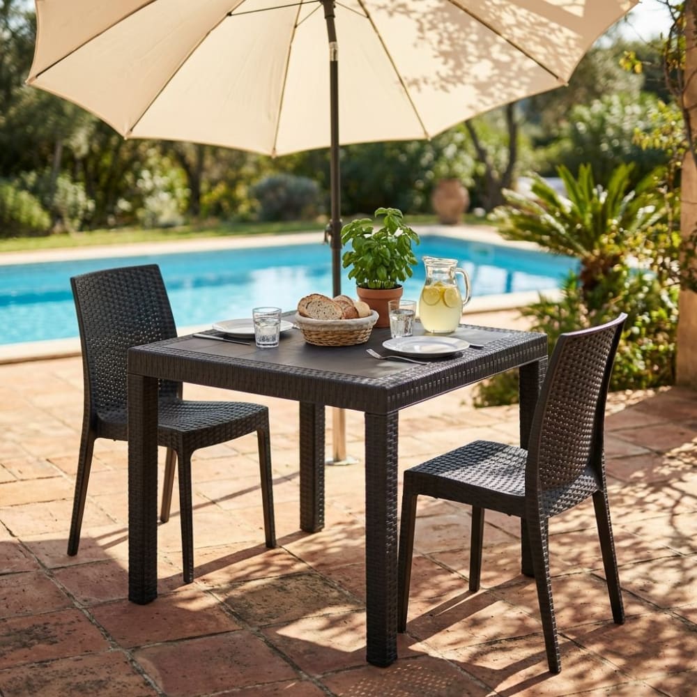 Tavolo da giardino in rattan grigio 80x80 cm - Milani Home