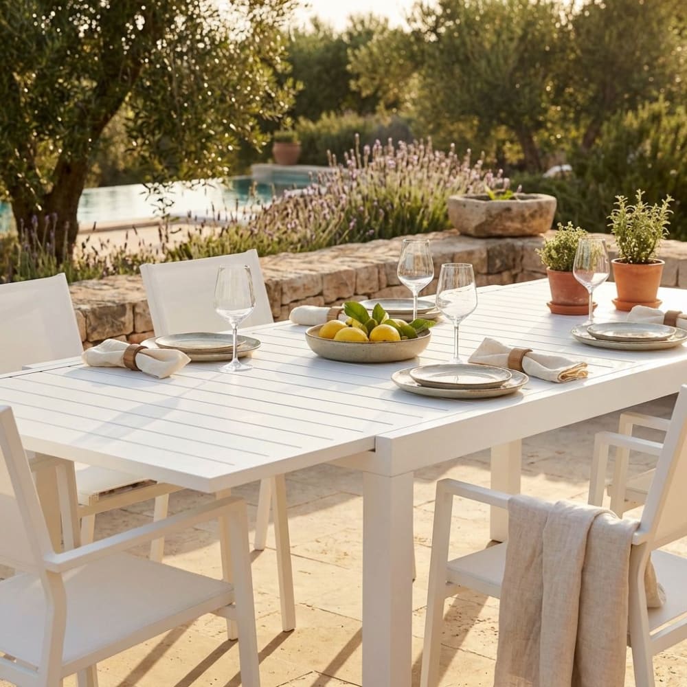 Tavolo in alluminio bianco 200x100x75 - Milani Home