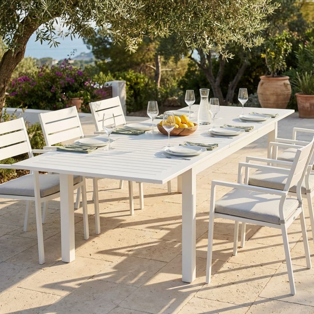 Tavolo in alluminio bianco 217x100x75 - Milani Home