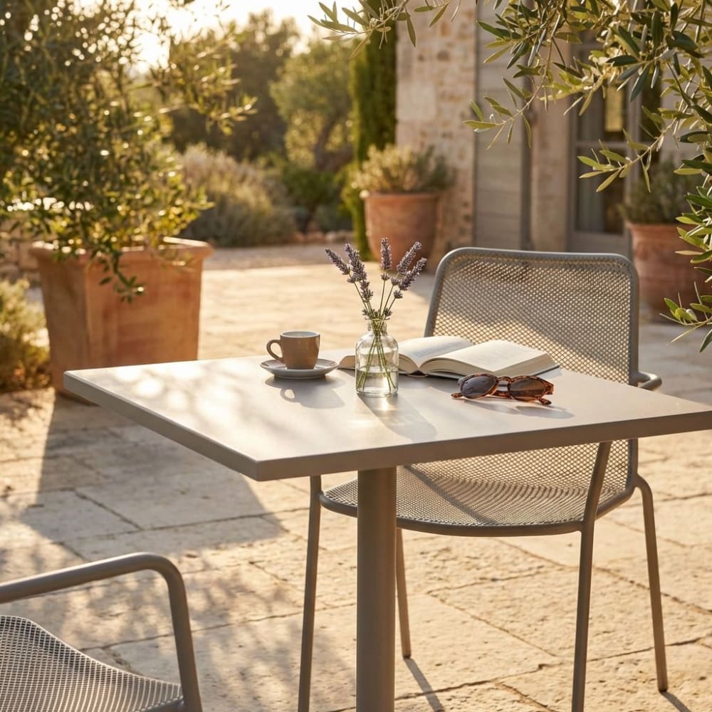 Tavolo in acciaio tortora 70x70x73 - Milani Home