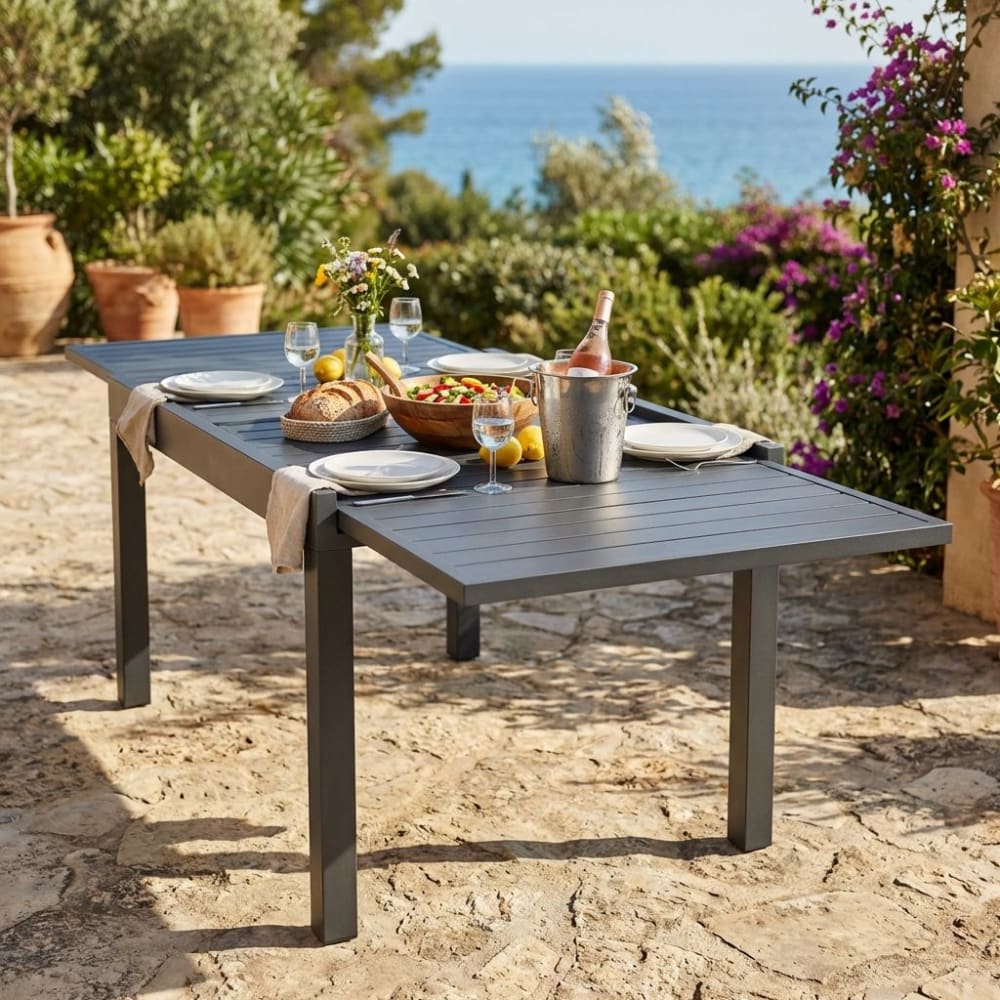 Tavolo in alluminio antracite 135x90x75 - Milani Home