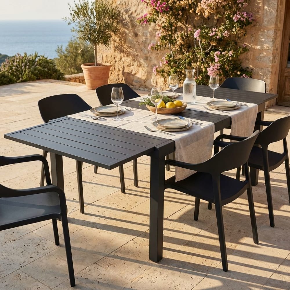 Tavolo in alluminio antracite 160x90x75 - Milani Home