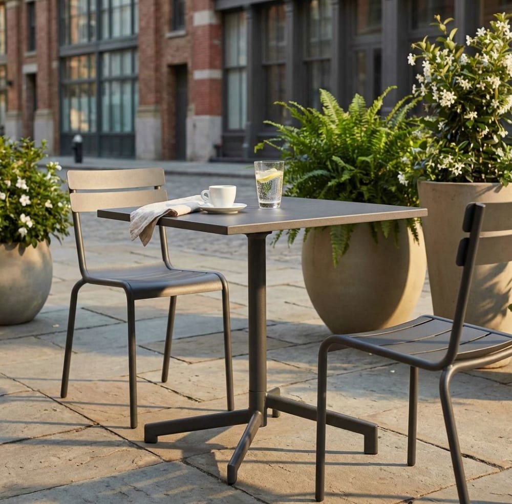 Tavolo in acciaio taupe 70x70x73 - Milani Home