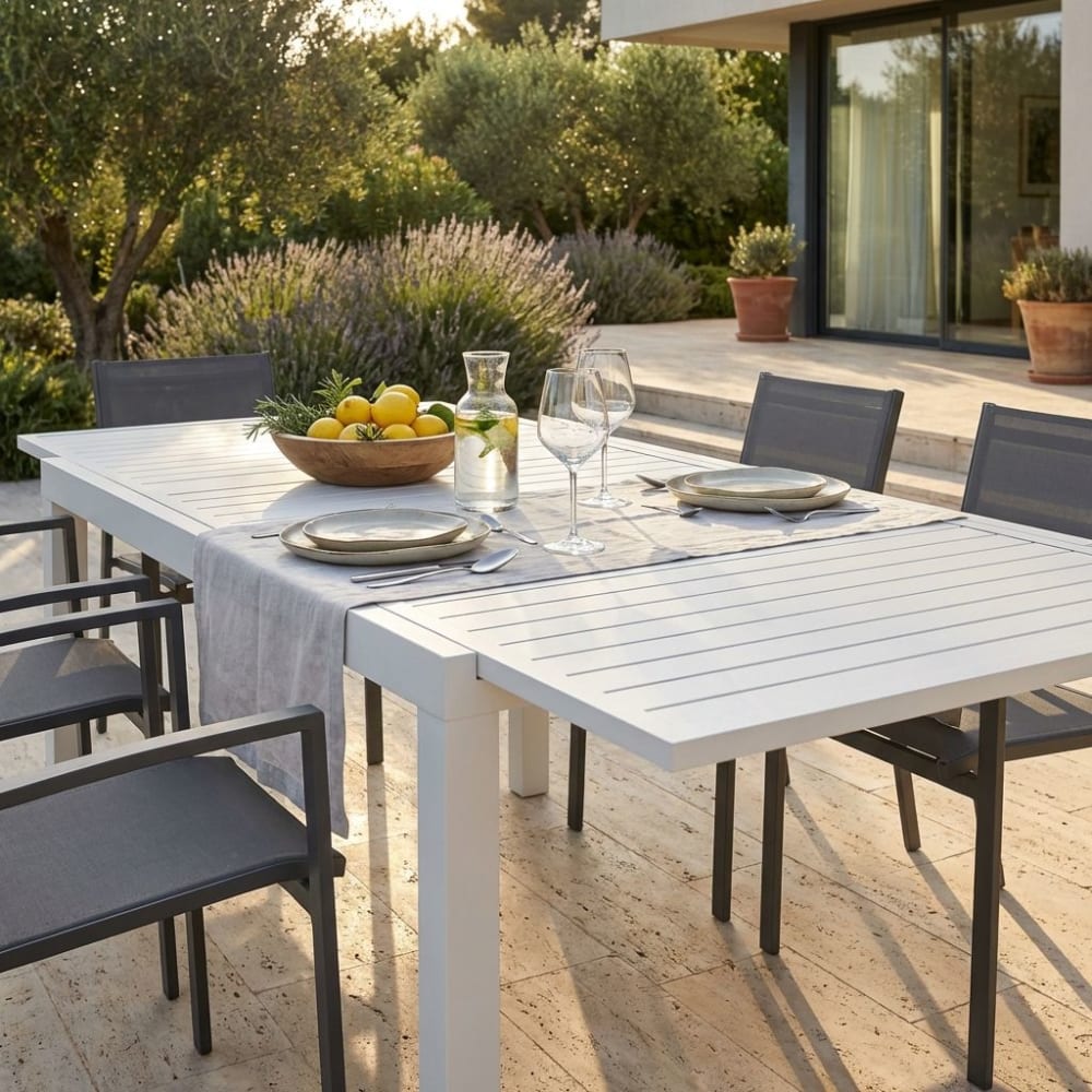 Tavolo in alluminio tortora 160x90x75 - Milani Home