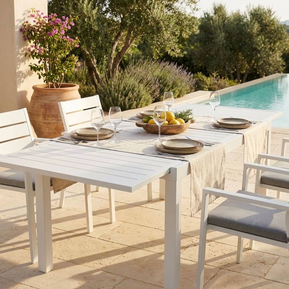 Tavolo in alluminio bianco 160x90x75 - Milani Home