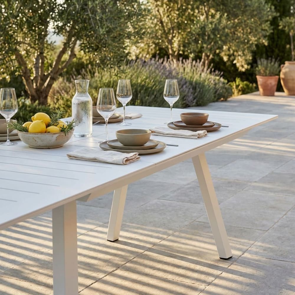 Tavolo in alluminio bianco 200x110x76 - Milani Home